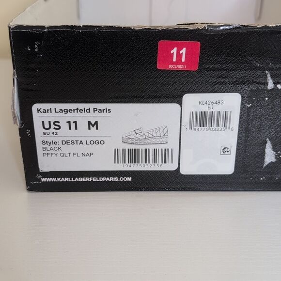 Karl Lagerfeld Paris Size 11 Desta Logo Black Puffy Quilted Platform Espadrilles - Picture 2 of 15